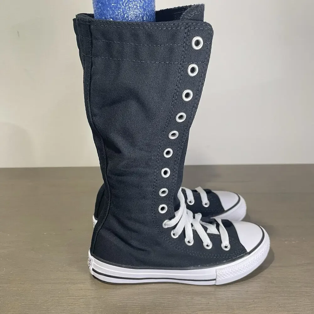 Converse Kids Size 12 Shoes NEW Knee High Chuck Taylor All Star XHi Black Zip Up